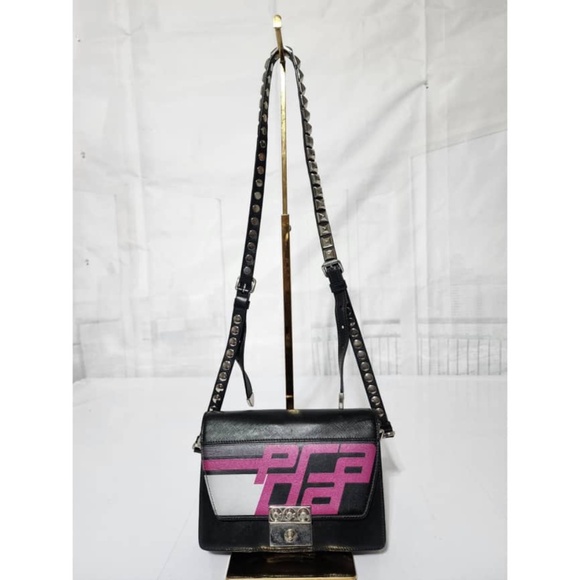 Prada Handbags - Authentic PRADA City Calfskin Saffiano Racing Logo Elektra Shoulder Bag Fushia
